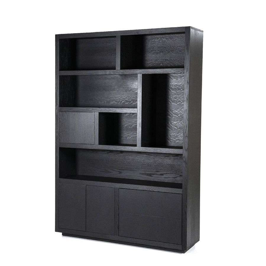 Schrank Helsinki 150x220cm 2-teilig 3 Türen 2 Schubladen – schwarz