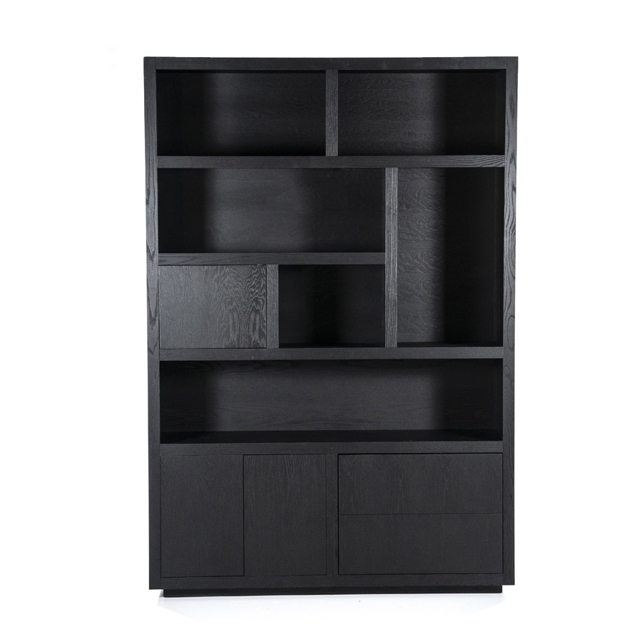 Schrank Helsinki 150x220cm 2-teilig 3 Türen 2 Schubladen – schwarz