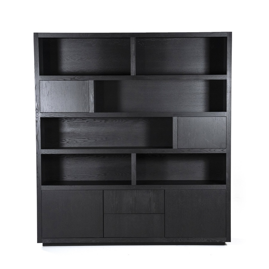Schrank Helsinki 200x220cm 2-teilig 4 Türen 2 Schubladen – schwarz