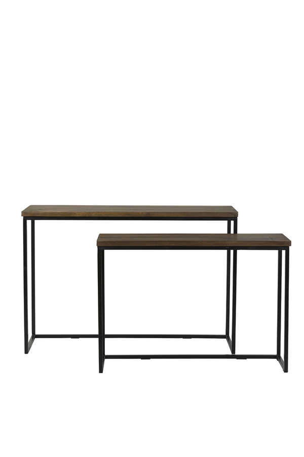 Beistelltisch 2er Set BRYSON braun – schwarz