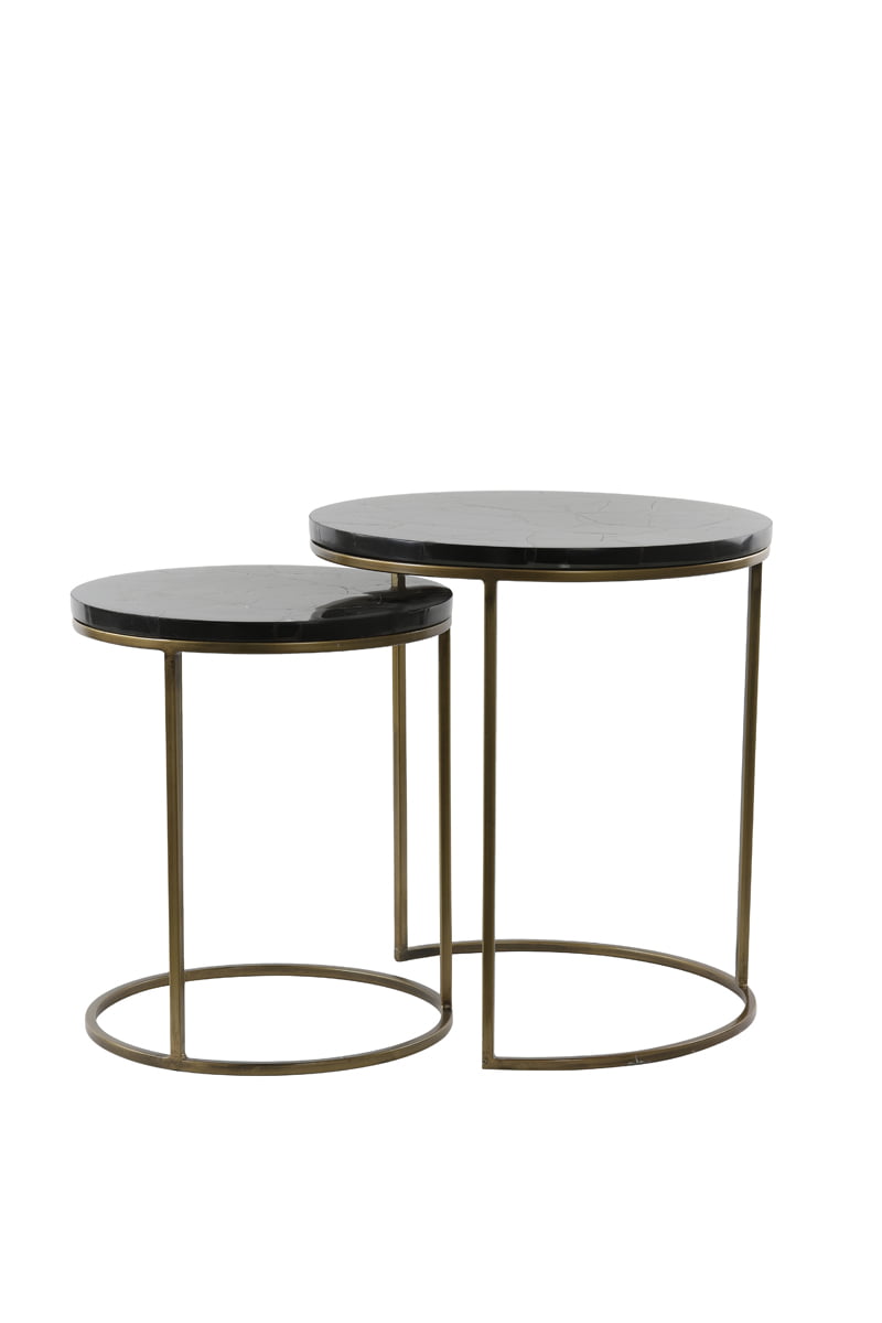 Beistelltisch 2er Set SOBRINA  Achat schwarz – antik Bronze