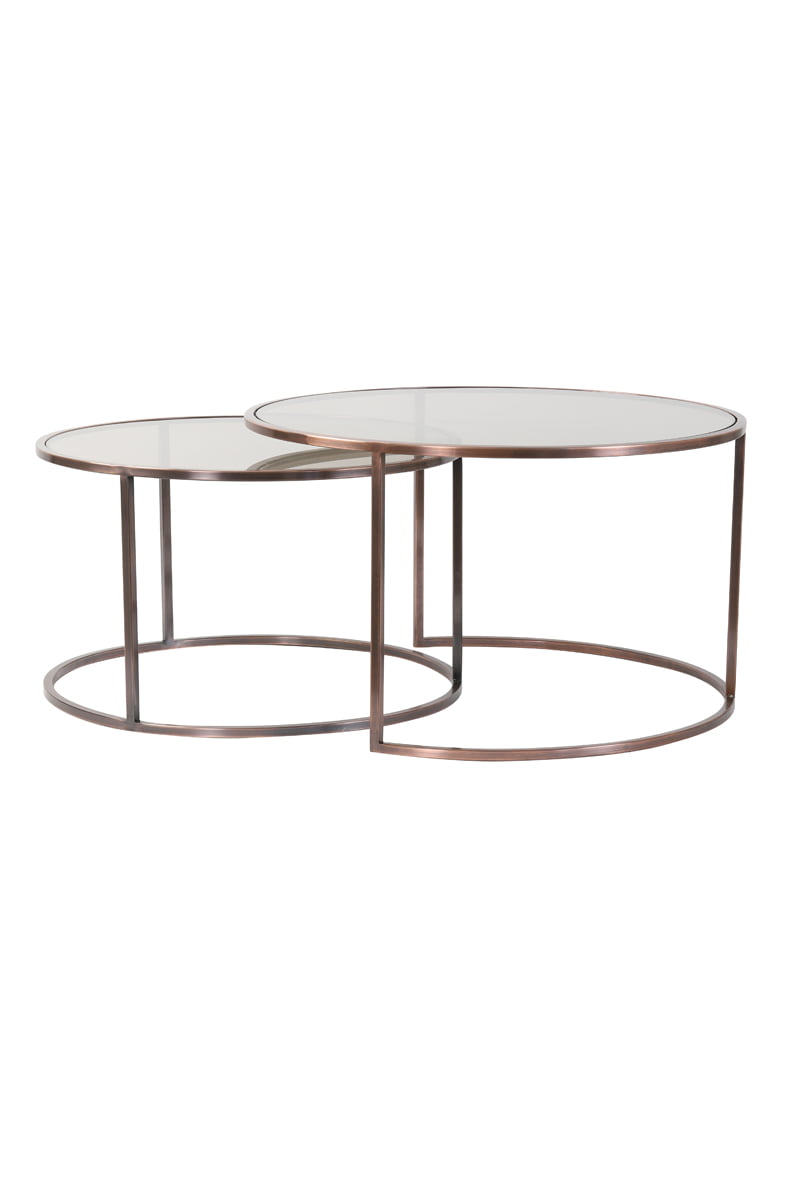 Couchtisch 2er Set DUARTE braun antik Kupfer