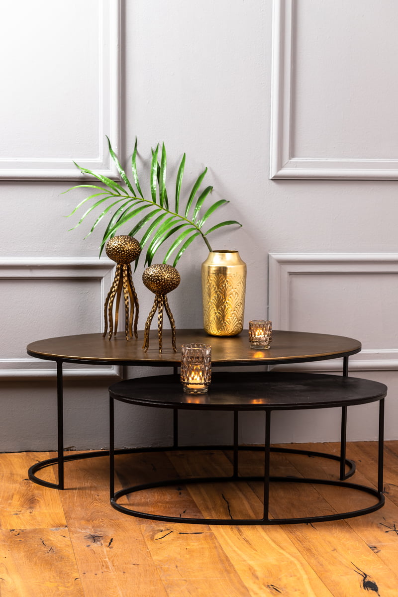 Couchtisch 2er Set PAXSON antik Bronze