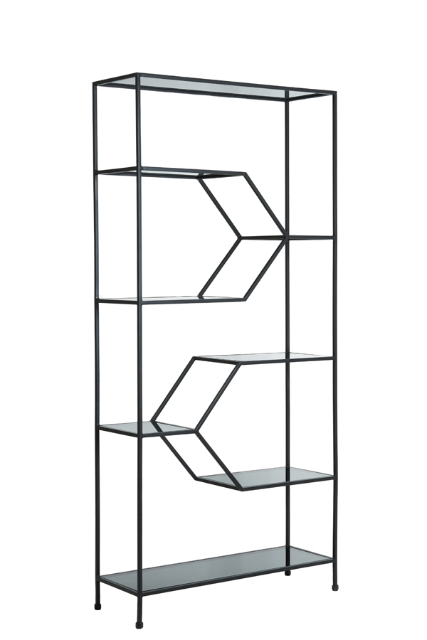 Light-Living-Schrank-offen-100x34x214-cm-AINO-Rauchglas-Mattschwarz-3