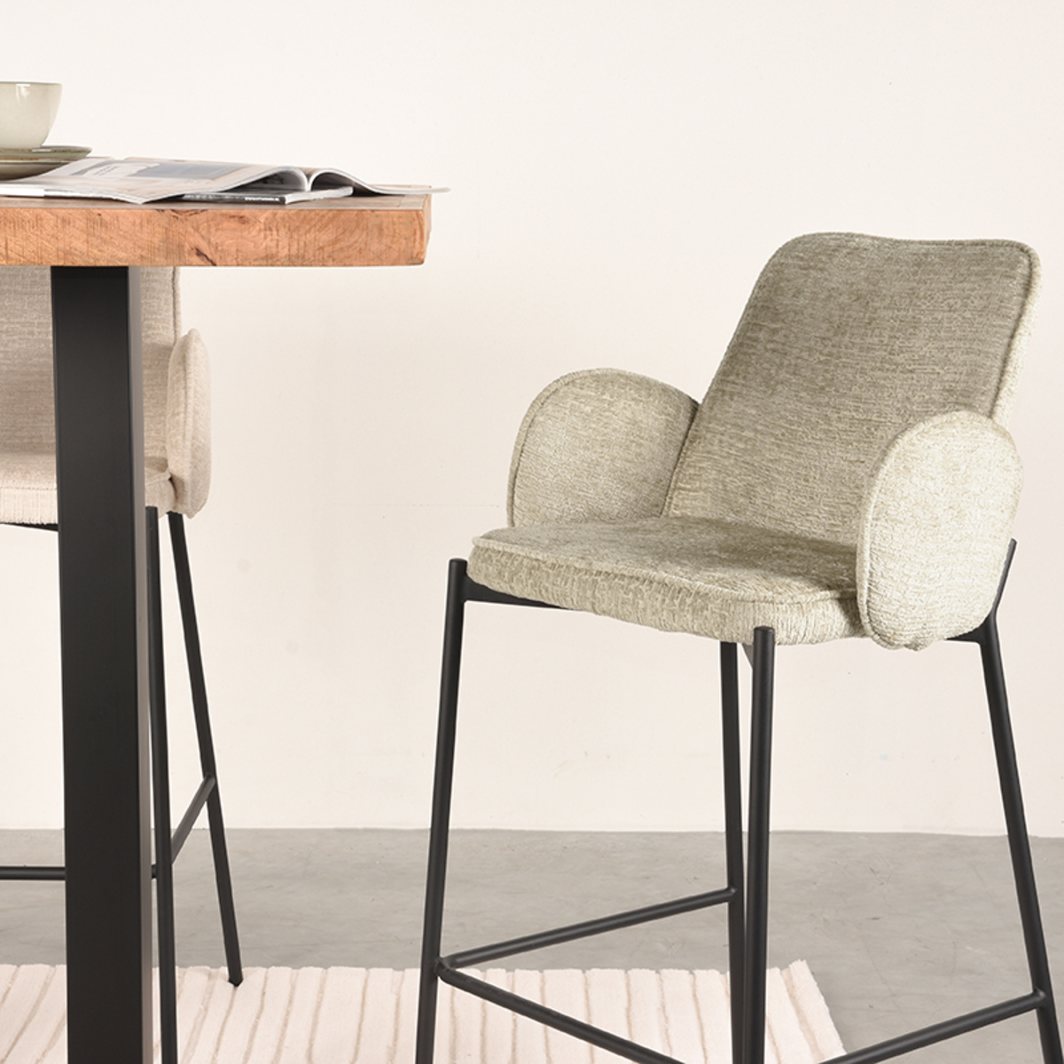 Barstuhl Joni – Samt Beige
