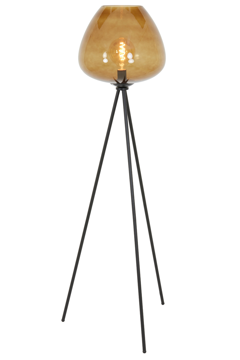 Stehlampe MAYSON mattschwarz + braun