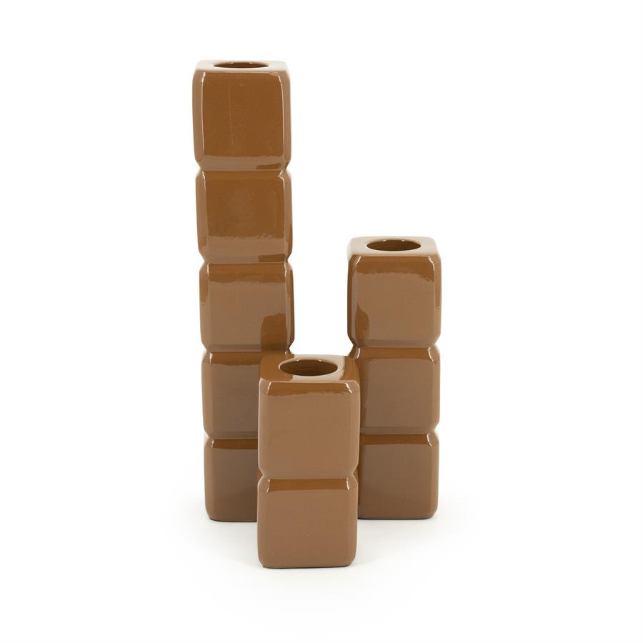 Kerzenständer Set Cube Mustard