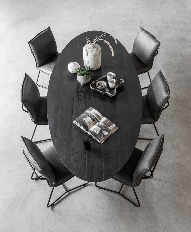 Esszimmertisch Timeless Black Shape Oval Teakholz