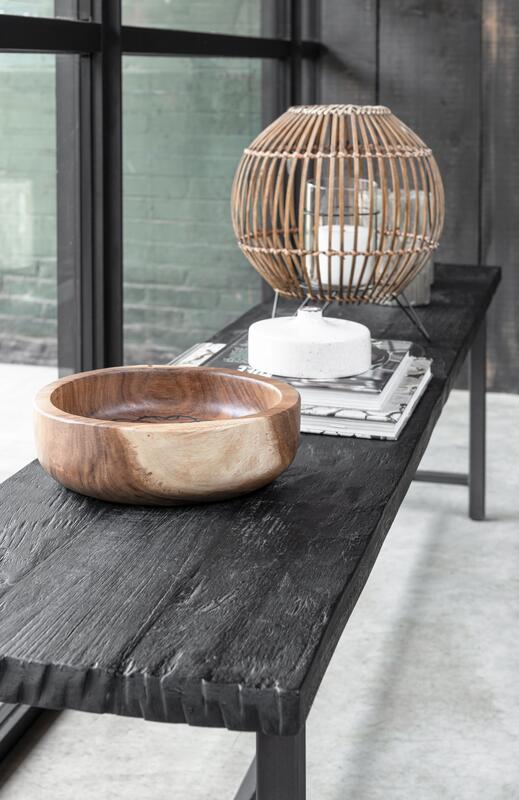 Esszimmerbank Timeless Black Balken Teakholz