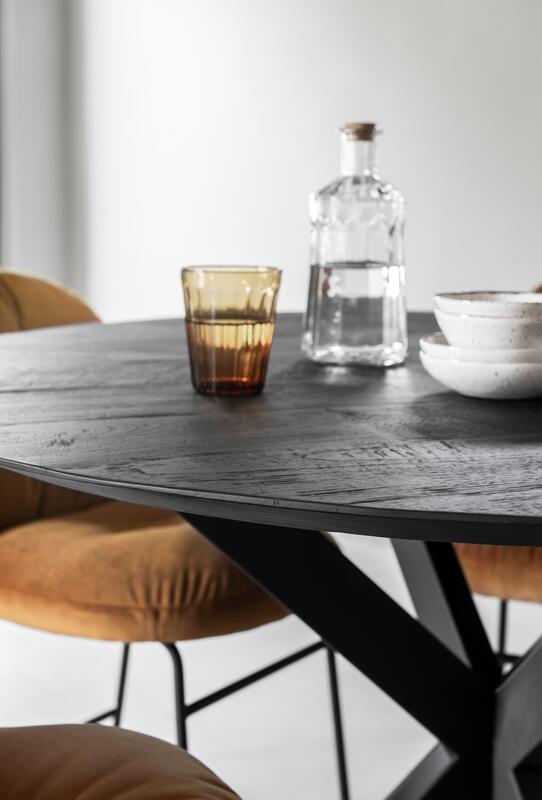Esszimmertisch Timeless Black Shape Round Teakholz