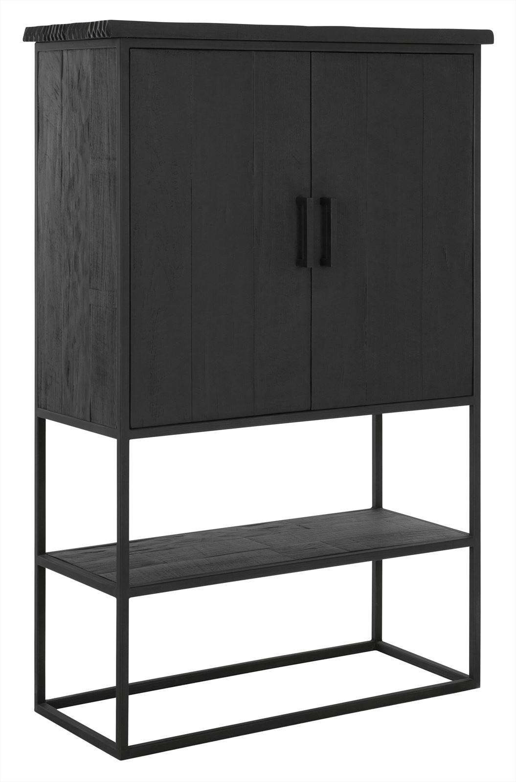 Schrank Timeless Black Balken Teakholz