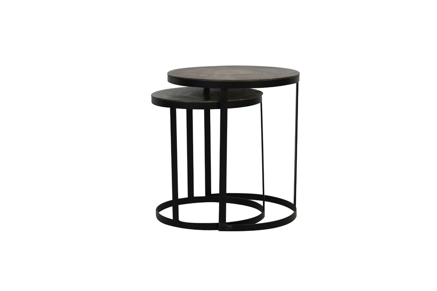 Beistelltisch 2er Set TRELO antik Bronze – schwarz