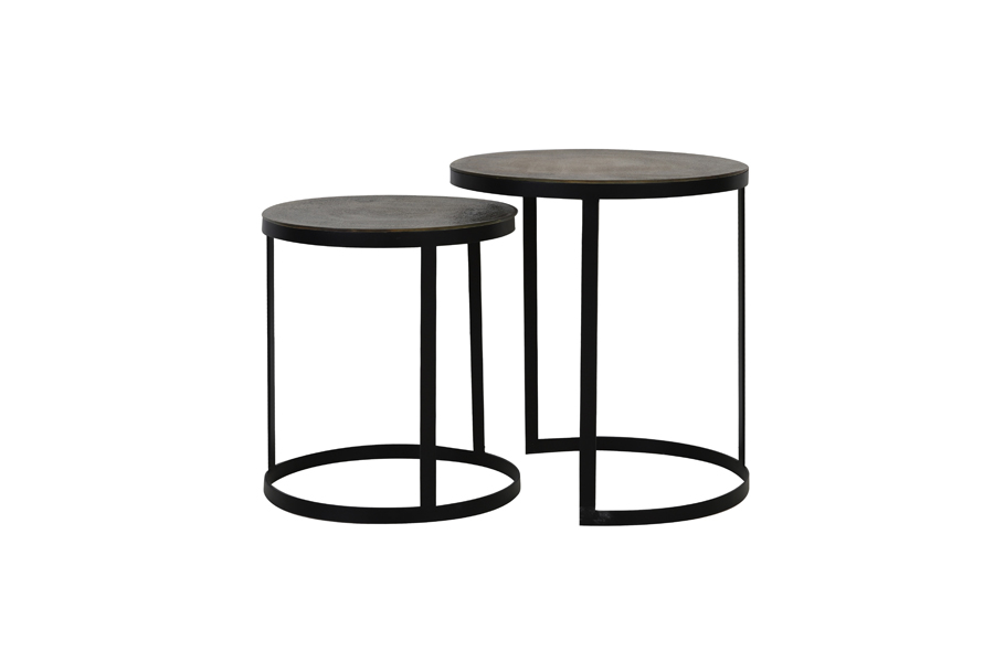 Beistelltisch 2er Set TRELO antik Bronze – schwarz