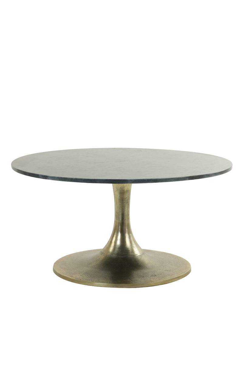 Couchtisch RICKERD grün Marmor – antik Bronze