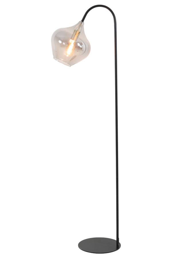 Stehlampe RAKEL mattschwarz + rauch