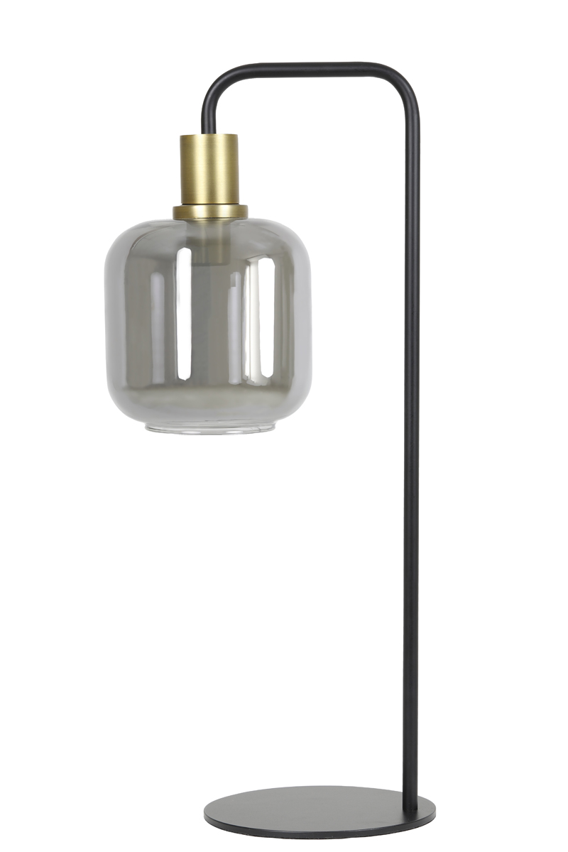 Tischlampe LEKAR antik Bronze+Rauchglas