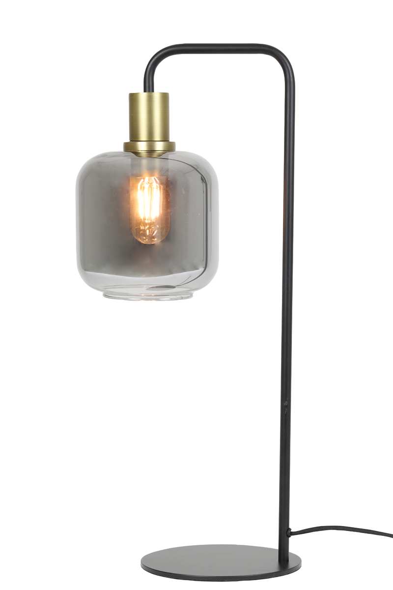 Tischlampe LEKAR antik Bronze+Rauchglas