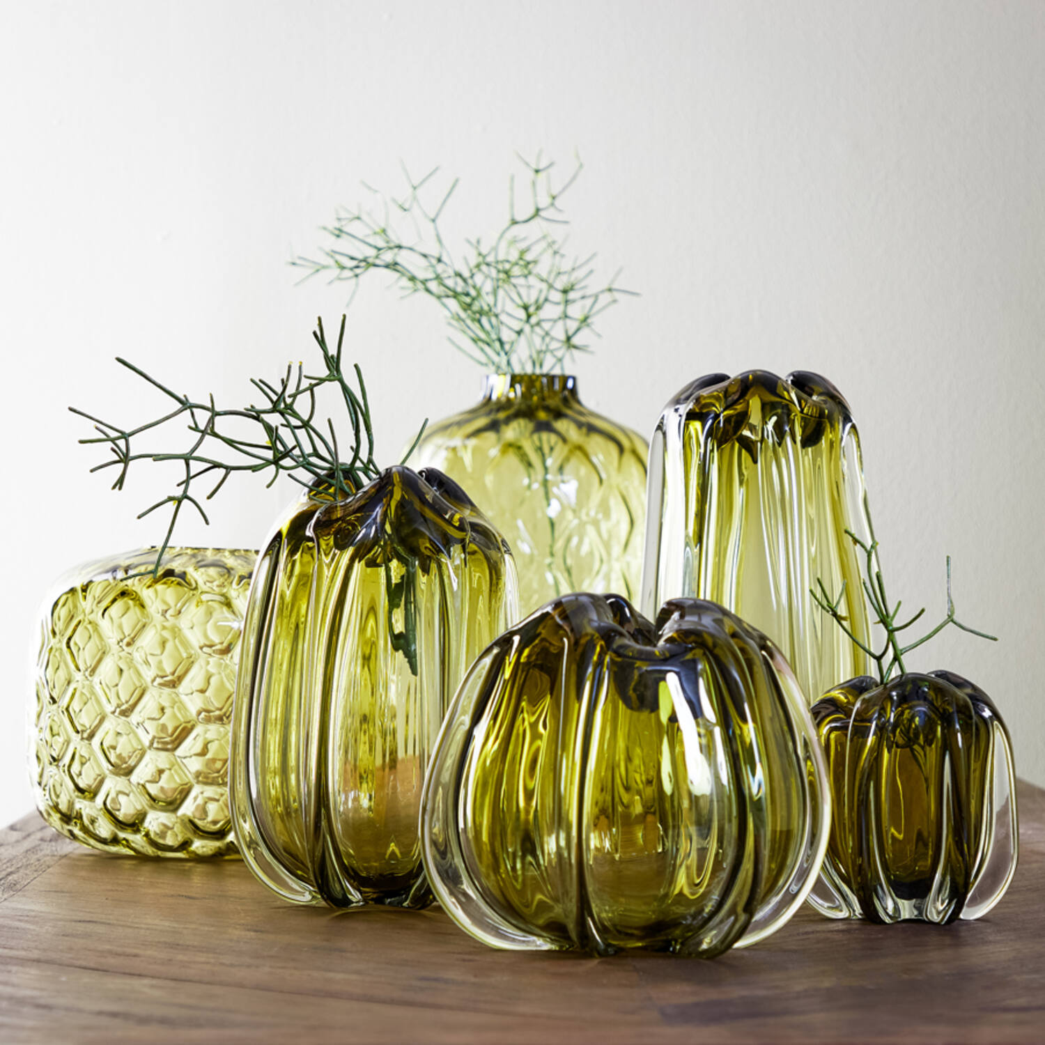 Vase CARINO Glas olivgrün