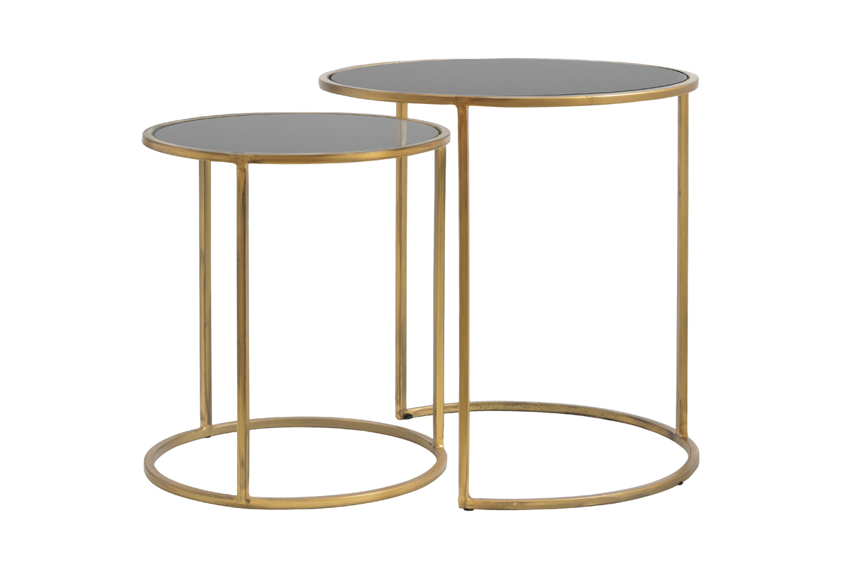 Beistelltisch 2er Set DUARTE Rauch Gold