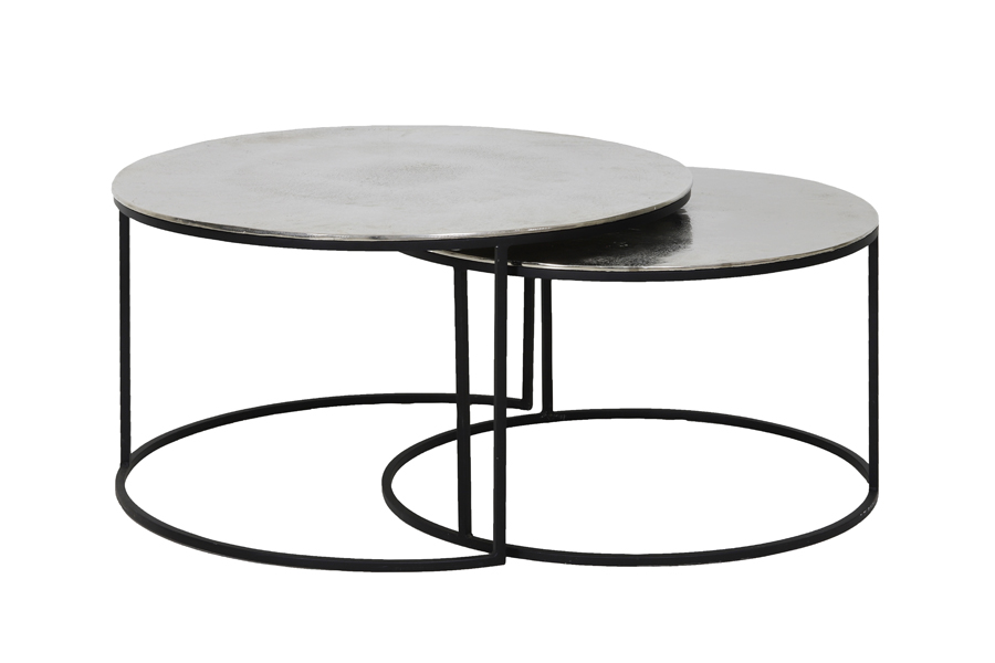 Couchtisch 2er Set THIZAS roh nickel – mattschwarz