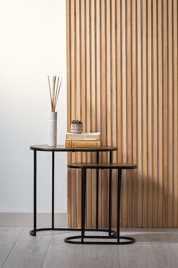 Beistelltisch 2er Set BOCOV antik Bronze – schwarz