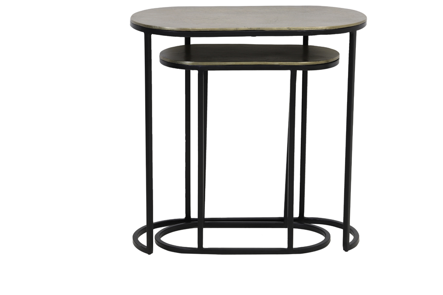 Beistelltisch 2er Set BOCOV antik Bronze – schwarz