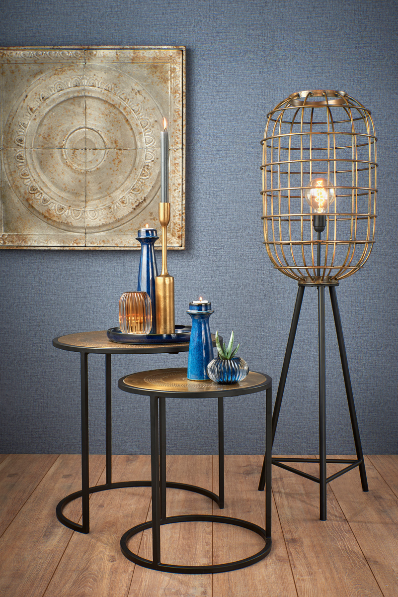 Beistelltisch KOME antik Bronze + mattschwarz