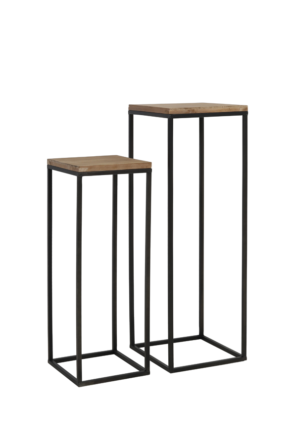 Säule 2er Set natural – schwarz