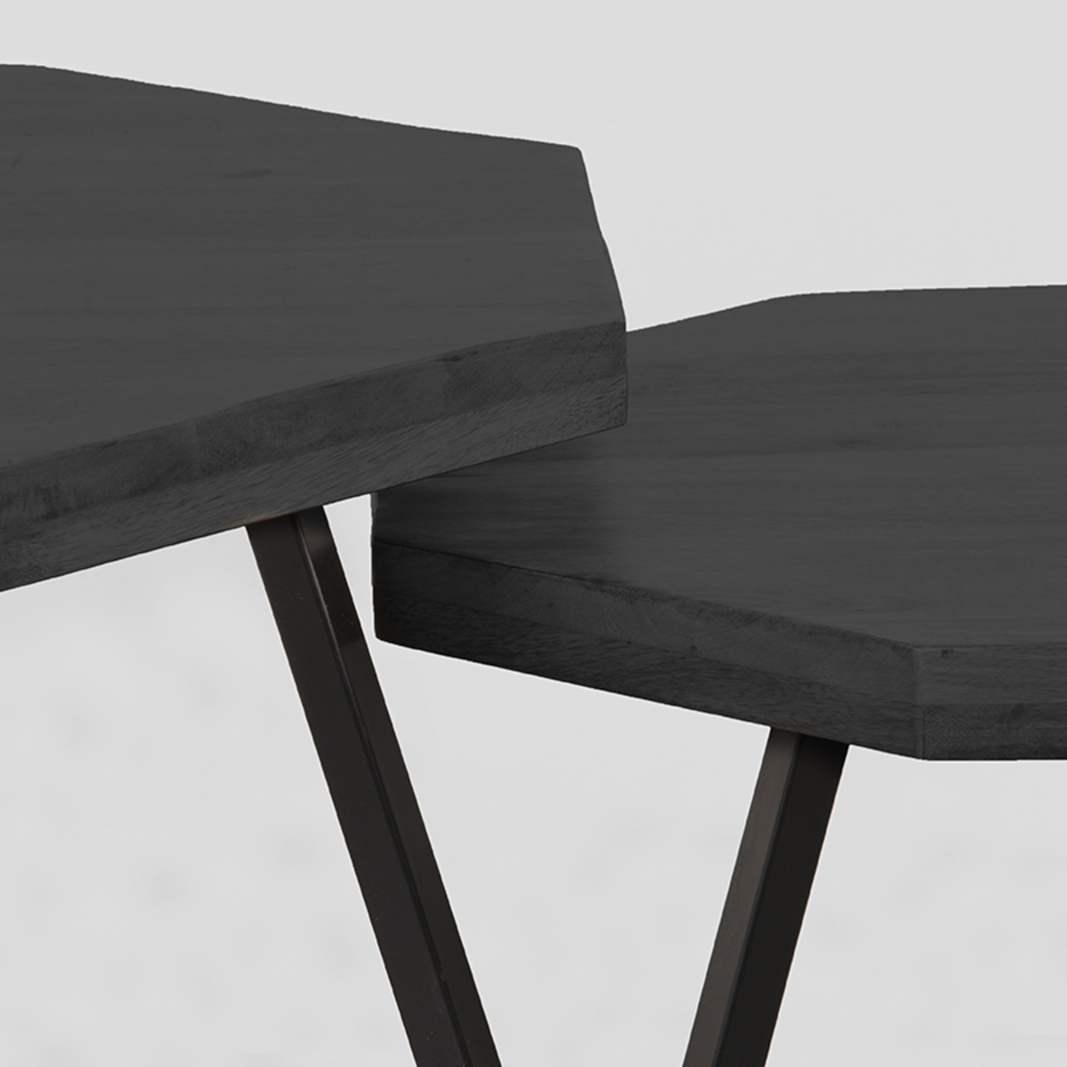 Couchtisch Set Figur Mangoholz Schwarz