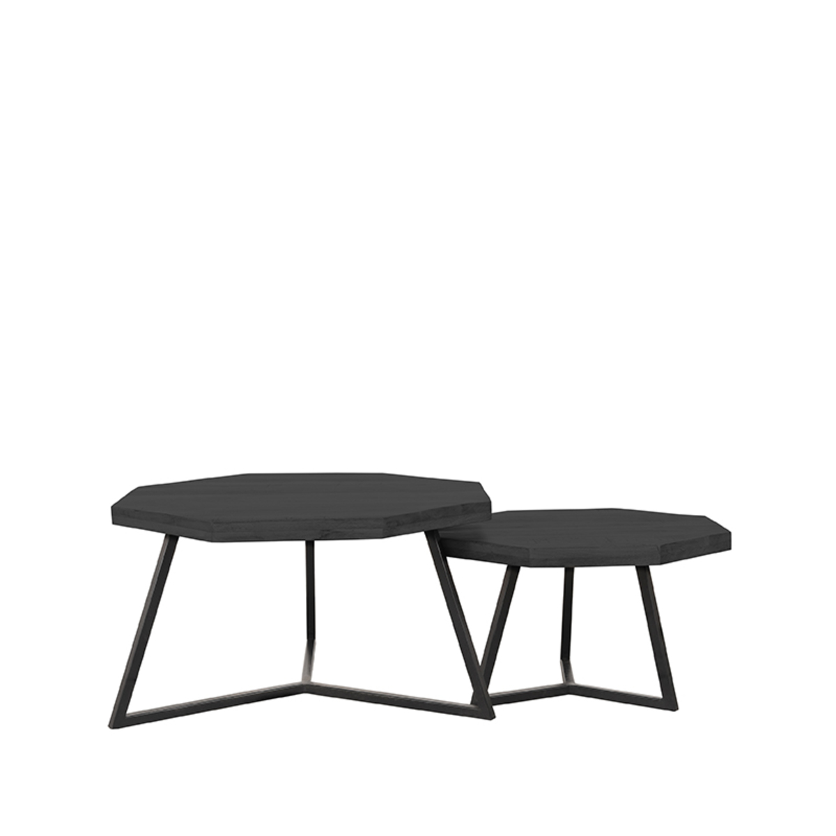 Couchtisch Set Figur Mangoholz Schwarz