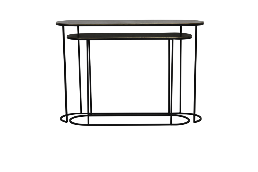 Hallentisch 2er Set BOCOV antik Bronze – schwarz