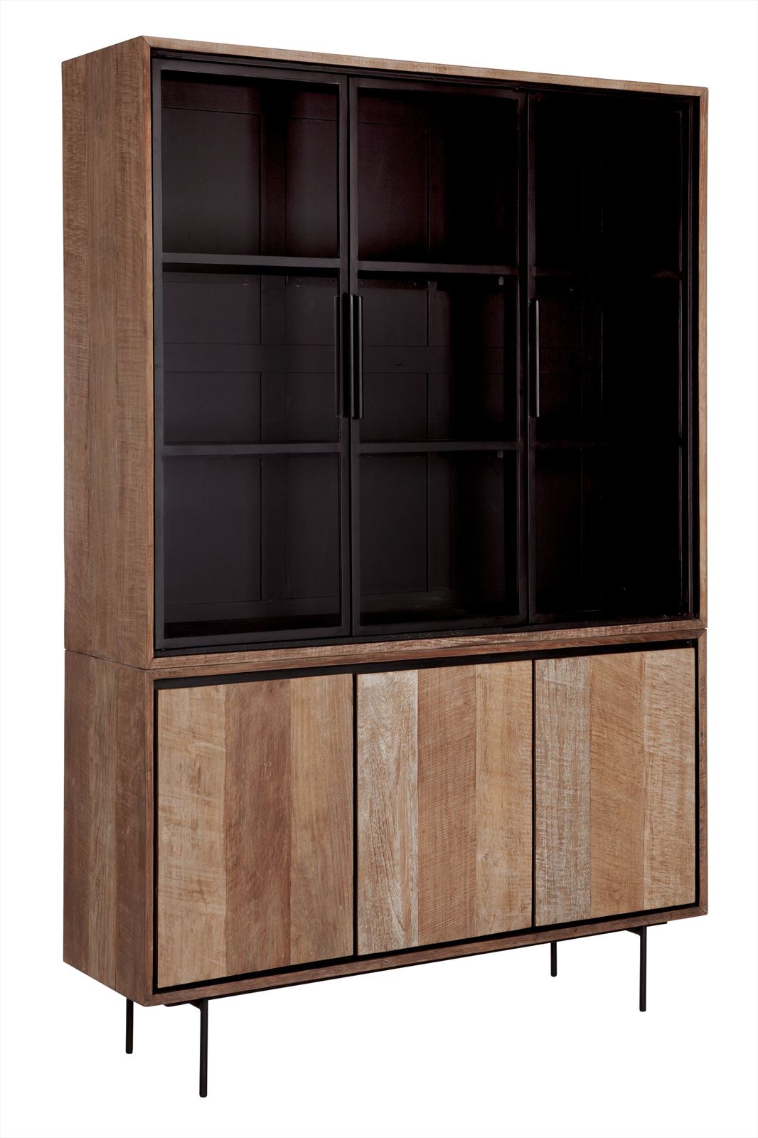 Vitrine Metropole Mittel, 2X3 Türen, 210X140X40 Cm, Recyceltes Teakholz