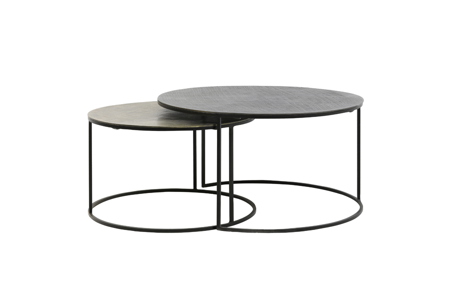 Couchtisch 2er Set RENGO schwarz – antik Bronze