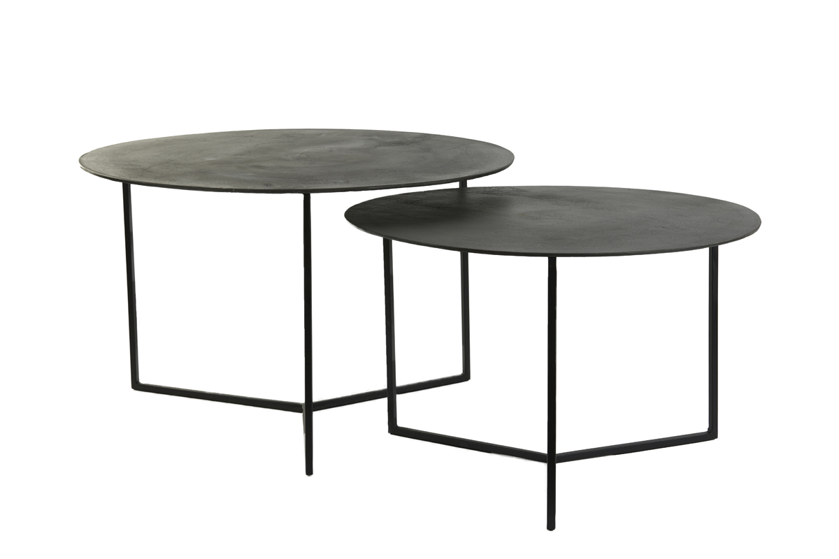 Couchtisch 2er Set SOCOS antik Blei – mattschwarz