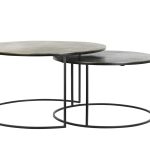 Couchtisch S/2 Ø61x37+Ø76x41 cm PRIMO schwarz-Bronze+matt schwarz