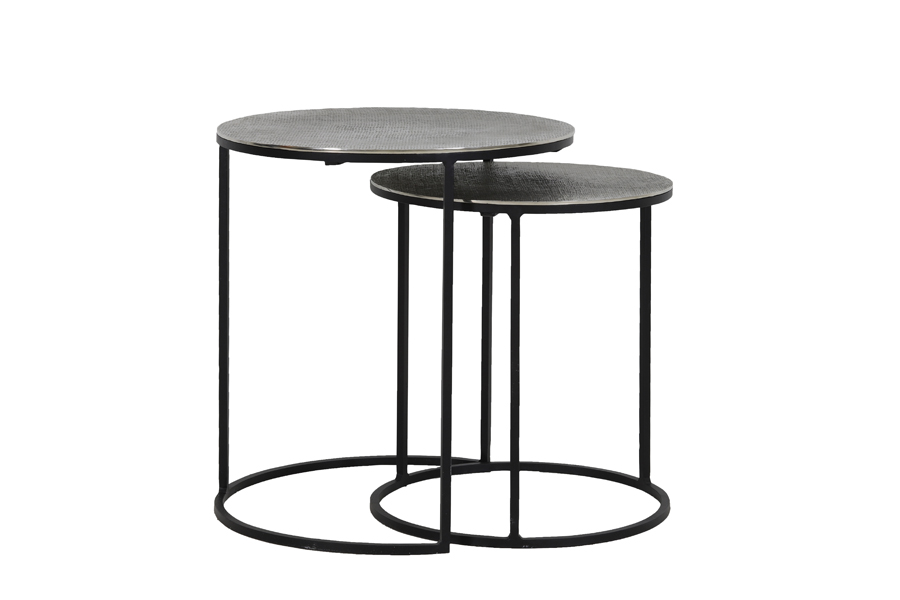 Beistelltisch 2er Set RENGO schwarz – antik Bronze